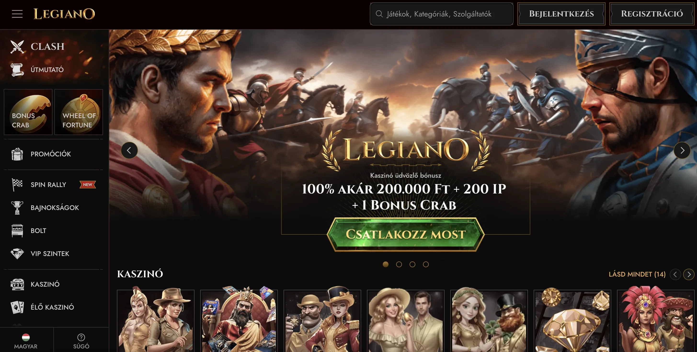 Legiano Casino honlapja